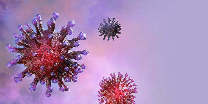 drei Viren auf lila Hintergrund